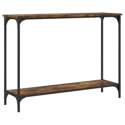 Afbeelding van Wandtafel 101x30,5x75 cm bewerkt hout gerookt eikenkleurig
