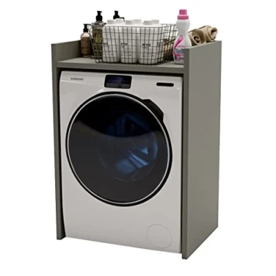 Afbeelding van MRBLS wasmachinekast, bovenbouwkast voor wasmachine, droger, wasdroger, badkamermeubel, vele kleuren, 66 x 97 62 cm, mat grijs