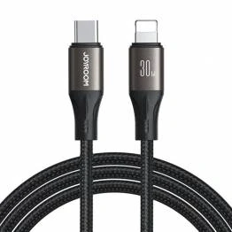 Afbeelding van Joyroom Light Speed geweven USB C naar Lightning kabel 2m Zwart