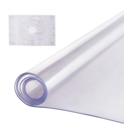 Afbeelding van VEVOR Transparant tafelkleed, rechthoekig, 101,6 x 203,2 cm, pvc, 2 mm dik, waterdicht, gemakkelijk te reinigen, voor kantoor, keuken, restaurant, eetkamer