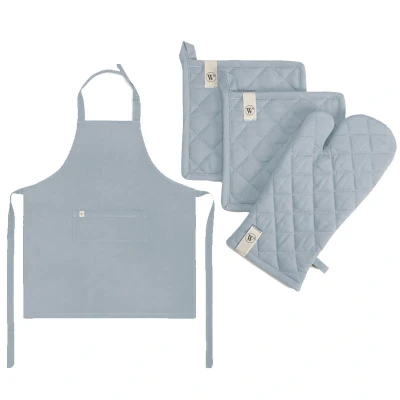 Afbeelding van Walra Keukenset Cook Schort, Pannenlappen &amp; Ovenwant Jeans Blauw