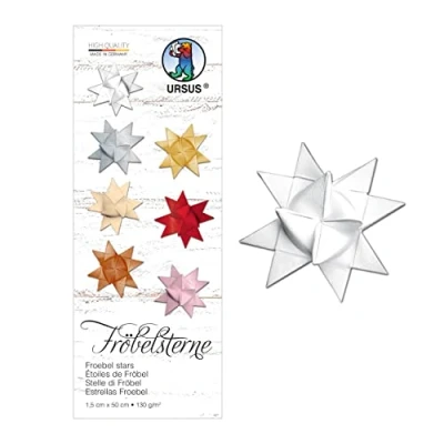 Afbeelding van Ursus 3210001 papierstroken voor fröbelsterren, hoogwit, van kleitekenpapier 130 g/m², ca. 1,5 x 50 cm, 80 stroken 20 sterren, knutselklassiekers de kersttijd