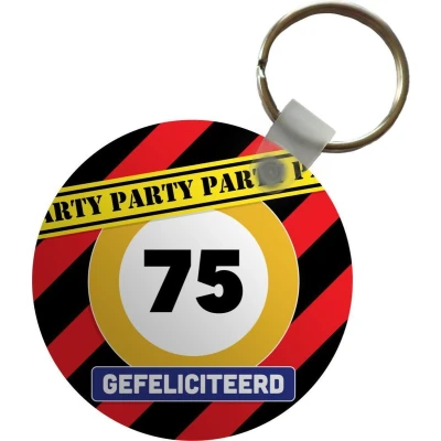 Afbeelding van Sleutelhanger Jubileum 75 Jaar verjaardag Feest Plastic Rond Uitdeelcadeautjes
