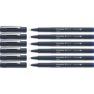 Afbeelding van Schneider Pictus Fineliner (lijndikte 0,3 mm, onuitwisbare pigmentliner, metalen punt, behuizing van 85% gerecycled kunststof) verpakking 6, blauw