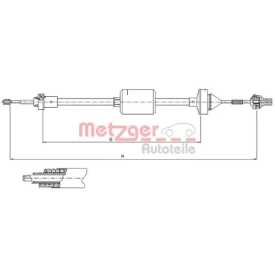 Afbeelding van METZGER 10.2842 Koppelingskabel COFLE RENAULT: Clio I Hatchback 1.8 16V, 1.8, Rsi, 2.0 Williams, 1.9 D, 1.2, 1.4 1990 1998