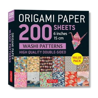Afbeelding van Origami Paper 200 Sheets Washi Patterns 6&quot; (15 cm): Tuttle Paper: Double Sided Printed with 12 Different Designs (Instructions for 6 Projects Included)