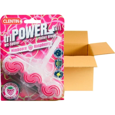 Afbeelding van Clentin Tri Power WC blokje Framboos Doos 12 stuks