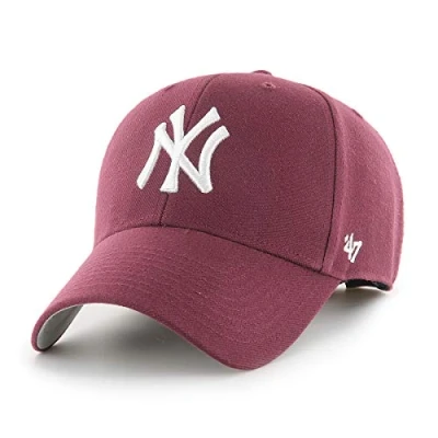 Afbeelding van 47 MLB New York Yankees MVP baseballpet, uniseks, met klittenband en klittenband, wit logo, kleur Donker kastanjebruin, Maroon, One size