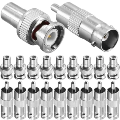 Afbeelding van Xiatiaosann BNC naar RCA adapter, mannelijke stekker vrouwelijke connector met connector, coaxiale coax RG6 adapter kit voor