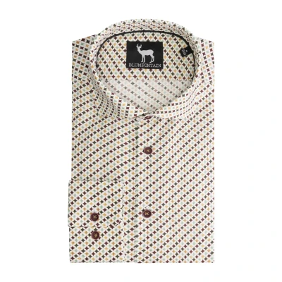 Afbeelding van Gents Overhemd Blumfontain Retroprint Groen Brique (Extra Lange Mouwen) Maat XL7 43/44