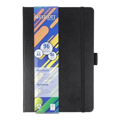 Afbeelding van Westcott E 744836 00 Notitieboek, DIN A5, geruit, 192 pagina&#039;s in mooie hardcover omslag, duurzaam FSC mix papier, met binnenvak, bladwijzers, elastiek en penhouder