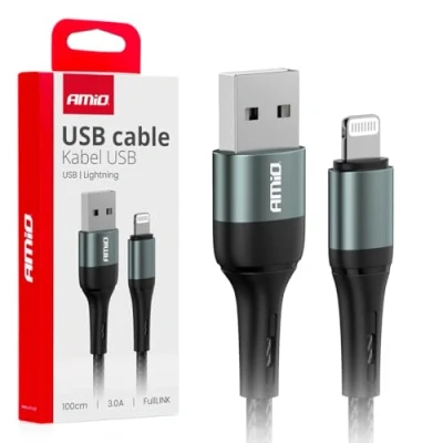 Afbeelding van AMiO USB A naar Lightning Kabel 3A 100cm FullLINK Hoogwaardige Snellader Oplaadkabel Snoer