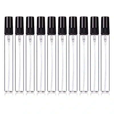 Afbeelding van Enslz 10 stuks navulbare mini reis spuitflessen van transparant glas (10 ml, zwart)