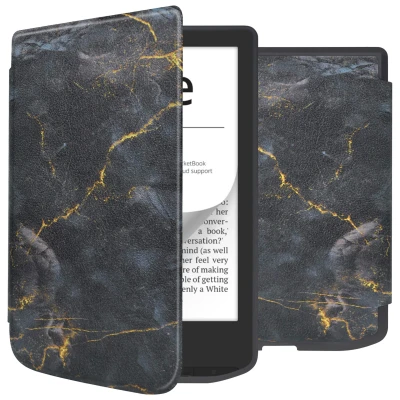 Afbeelding van Vivlio Light HD Hoes: iMoshion Design Slim Soft Case Sleepcover Bookcase zonder stand Softcase,Bookcase Black Marble Kunstleder E Reader