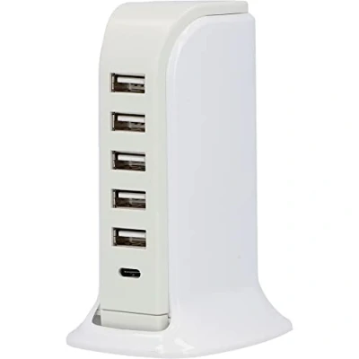 Afbeelding van UNITEC USB laadstation, 6 poorts USB, A/C universeel IP20, wit