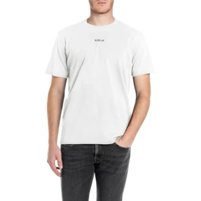 Afbeelding van Replay Basic T shirt voor heren, ronde hals, korte mouwen, 011, natuurlijk wit., M
