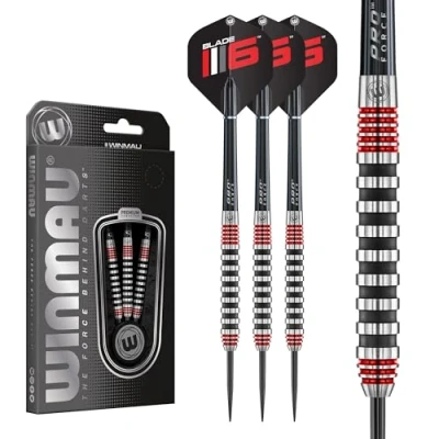 Afbeelding van WINMAU Advance 500 Series Tungsten Red 24 Gram Steeltip dartset met flights en schachten (Stems)