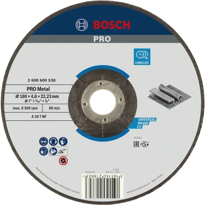 Afbeelding van Bosch Accessoires Afbraamschijf gebogen Expert for Metal A 30 T BF, 180 mm, 22,23 4,8 mm 1 stuks 2608600538