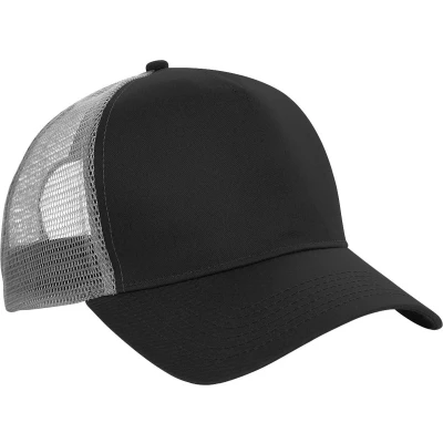 Afbeelding van Beechfield Heren Half Mesh Trucker Cap / Hoofddeksel (Zwart/ Lichtgrijs)