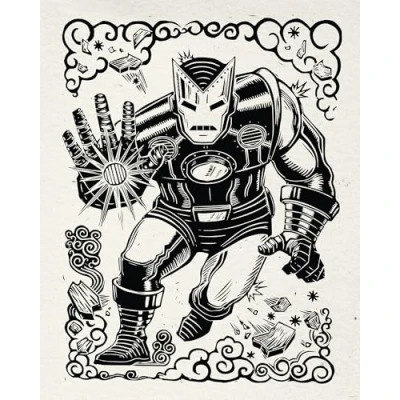 Afbeelding van Komar Artprint Marvel Iron Man Lino Cut 40 x 60 cm (breedte hoogte) kinderkamer, decoratie (set)