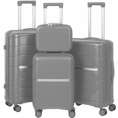 Afbeelding van Premium PP kwaliteit Kofferset Trolleyset 3 delig handbagage en groot Florence Grijs