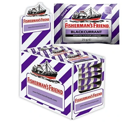 Afbeelding van Vissersvriend zwarte bessen smaak zuigtabletten met zoetstoffen 25g(Pack van 24)
