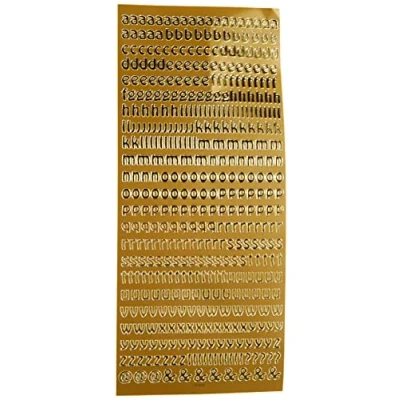 Afbeelding van Anitas Outline Stickers, kleine letters, goud, voor scrapbooking, kaarten maken, kinderspel, huiswerk, kunst, ambacht, verfraaien, decoratief, papier, kaart, glas, metaal, kunststof, schuim
