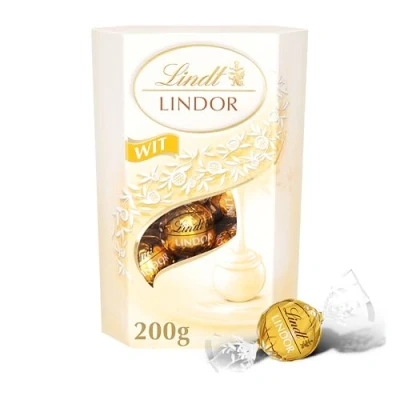 Afbeelding van Lindt LINDOR witte chocolade bonbons 200 gram 16 zacht smeltende
