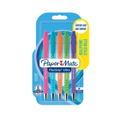 Afbeelding van Balpen Paper Mate Flexgrip drukknop Bright fun schrijfkleur blauw