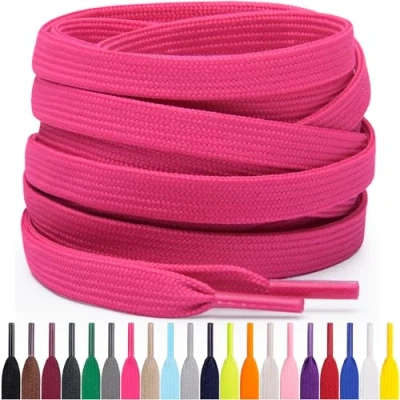 Afbeelding van Miscly Platte Schoenveters, Meerdere Lengtes en Kleuren Beschikbaar (Neonroze, 91 cm)