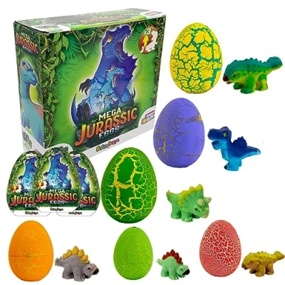 Afbeelding van Sbabam, Funny Box Mega Jurassic Eggs, kinderspel aan de kiosk, dinosaurus voor kinderen, dierspeelgoed 3 stuks dinosaurusspeelgoed gadgets verjaardag van kinderen en als