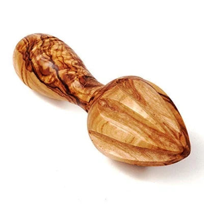 Afbeelding van DAS OLIVENHOLZBRETT® Citroenpers van olijfhout, sappers hout, handpers voor citroenen of sinaasappels, 15 cm