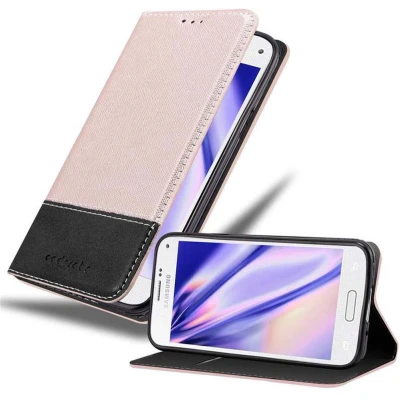 Afbeelding van Cadorabo Hoesje geschikt voor Samsung Galaxy S5 MINI / DUOS in ROSE GOUD ZWART Beschermhoes met magnetische sluiting, standfunctie en kaartvakje Book Case Cover Etui