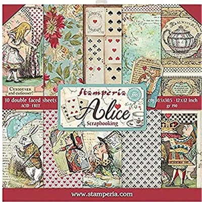 Afbeelding van STAMPERIA SBBL52 papierblok 10 vellen dubbelzijdig Alice, meerkleurig, 30,5 x inch (30,5 12 inch)