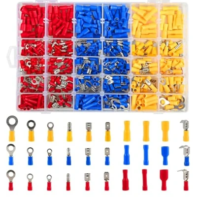 Afbeelding van Lihao 480 stuks geïsoleerde kabelschoenen, aansluitklemmen, draadklemmen, knelverbindingen, steekverbindingen, krimpverbindingen; assortiment in doos