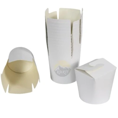 Afbeelding van KURTT Noodle Box met vouwdeksel Wit, 50 stuks, 26oz 750ml Asian Food Dönerbox Wok to go beker Take Away container, Lunchbox