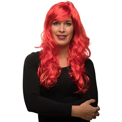 Afbeelding van Sexy lang haar dames pruik krullend/golvend voor carnaval Motto Party 13 kleuren (Rood)