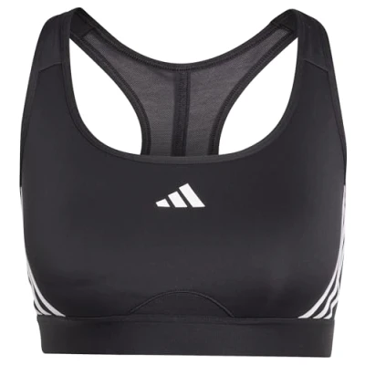 Afbeelding van adidas Dames Powerreact Train Medium Support 3Stripes BH Sportbeha, SEG Zwart/Wit