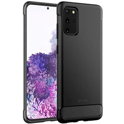 Afbeelding van JETech Slank Hoesje voor Samsung Galaxy S20 Plus 5G (2020), Slanke Case met Schokabsorptie en Koolstofvezel Ontwerp (Zwart)