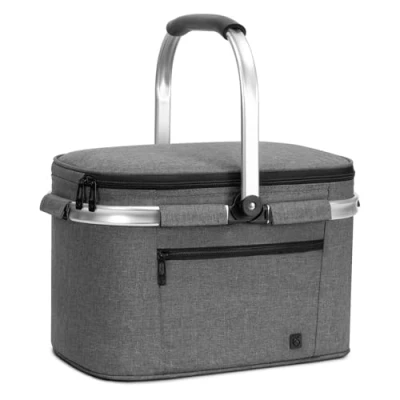 Afbeelding van ALLCAMP 22L boodschappenmand grote isolerende mand koelmand koeltas picknickmand thermotas koelbox lichtgrijs