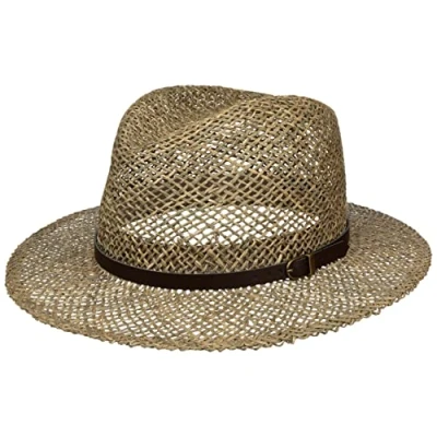 Afbeelding van Lipodo Farmer Strohoed Heren Made in Italy zonnehoed zomer hoed strand met leren band voor Lente/Zomer XL (60 61 cm) naturel