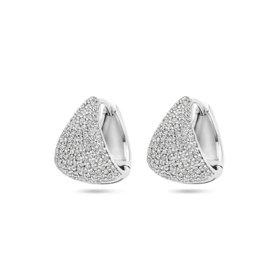 Afbeelding van Zilver Gerhodineerd Klapoorringen Zirkonia 15 Mm 1339851
