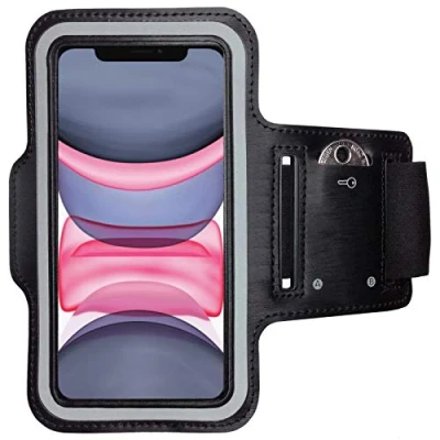 Afbeelding van CoverKingz sportarmband voor Apple iPhone 11 (6,1 Zoll) Hardloopband met sleutelvak Sport hardlooparmband mobiele telefoon Zwarte armband