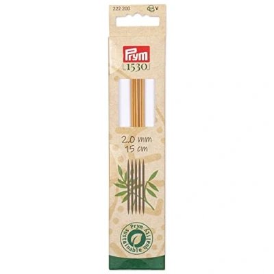 Afbeelding van Prym 1530 Bamboe (15cm, 2.00mm) Dubbele Puntig Naald 2 Naalden