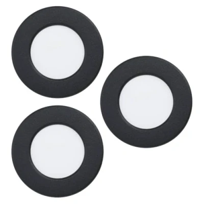 Afbeelding van EGLO connect.z Set van 3 smart home LED inbouwspots Fueva 6 Z, Ø 8,6 cm, ZigBee, app en Alexa spraakbesturing, RGB, warm koud wit, dimbaar, badkamer inbouw lamp zwart metaal, IP44