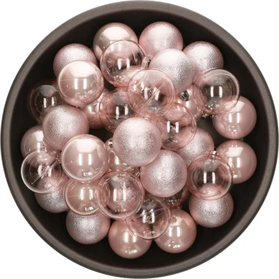 Afbeelding van Decoris kerstballen 25x stuks 6 cm kunststof lichtrozeA Kerstbal