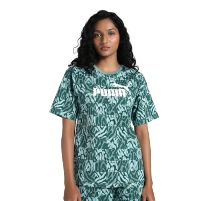 Afbeelding van Puma Graphic Relaxed Tshirt print, Dames, Maat: XS, Green moon