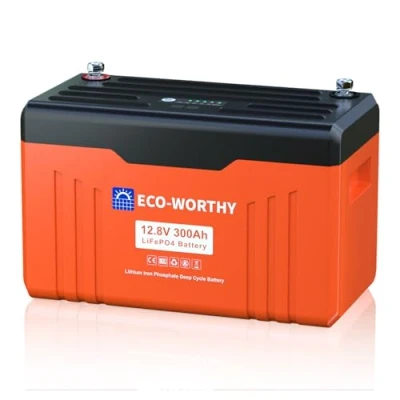 Afbeelding van ECO WORTHY LifePO4 Bluetooth 12 V 300 Ah met display, lithium batterij 12V 300Ah 200A BMS Low Temperature bescherming en max. 15000 cycli, 3840Wh voor camper, zonnepaneel