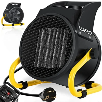 Afbeelding van MASKO® Elektrische kachel, bouwverwarming, 3 kW, keramische warmtestraler, 3000 watt, elektrisch verwarmingstoestel met thermostaat warmtestanden, voor binnen en buiten