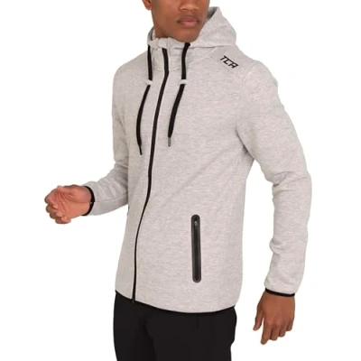 Afbeelding van TCA Mannen Revolution Technische Hardloop Hoodie Jas met Ritszakken Licht Grijs, XXL